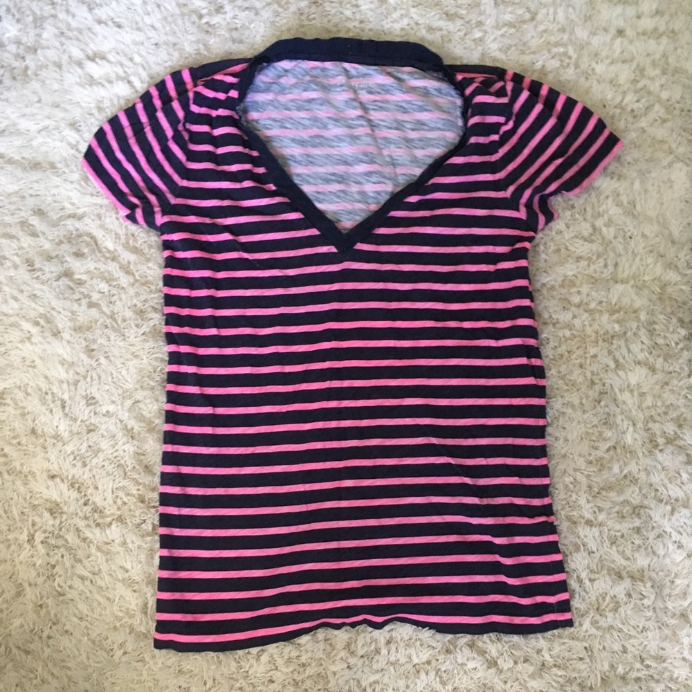 J. Crew pink and navy blue t-shirt - M